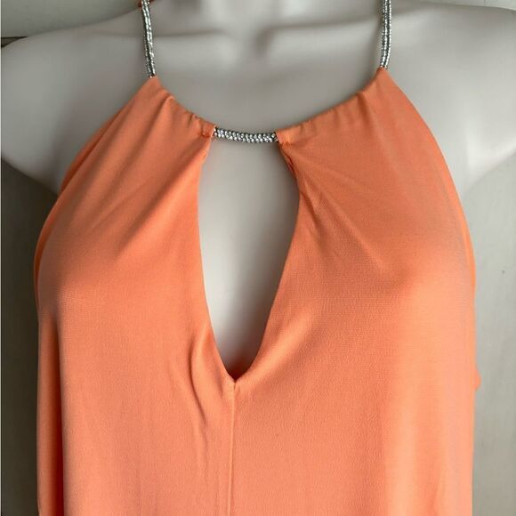 Coral Keyhole Cocktail Dress Med New - Picture 9 of 13